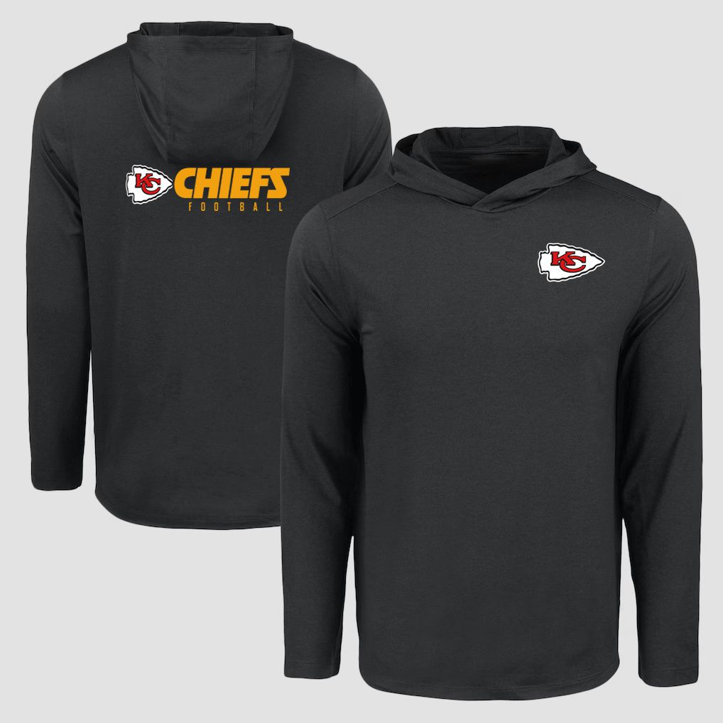 Men 2026 NFL Kansas City Chiefs Hooded long sleeved T-shirt black 05